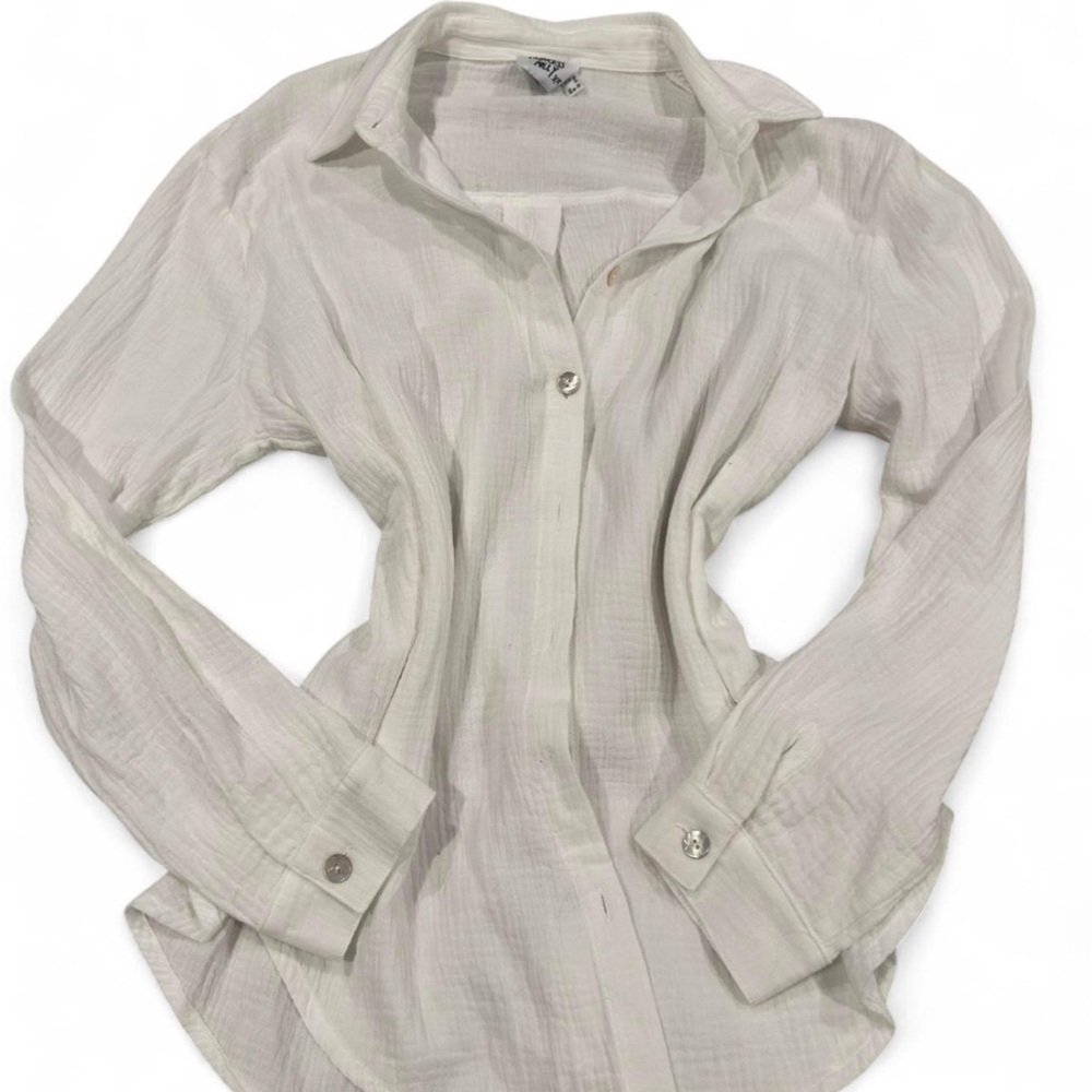 Princess Polly Cream Button-Down Shirt